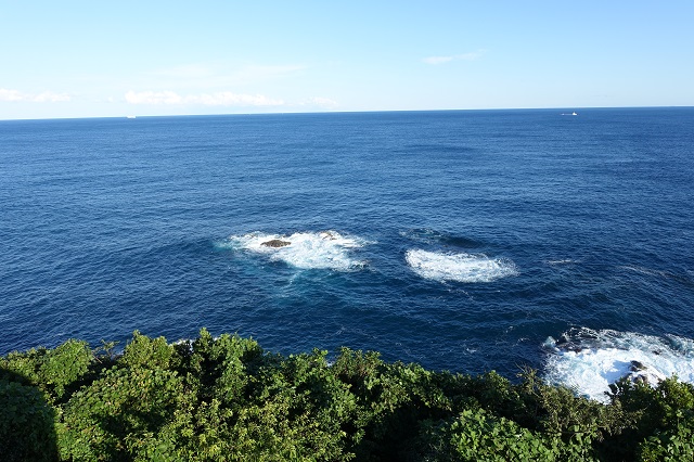 樫野埼灯台から見た海。